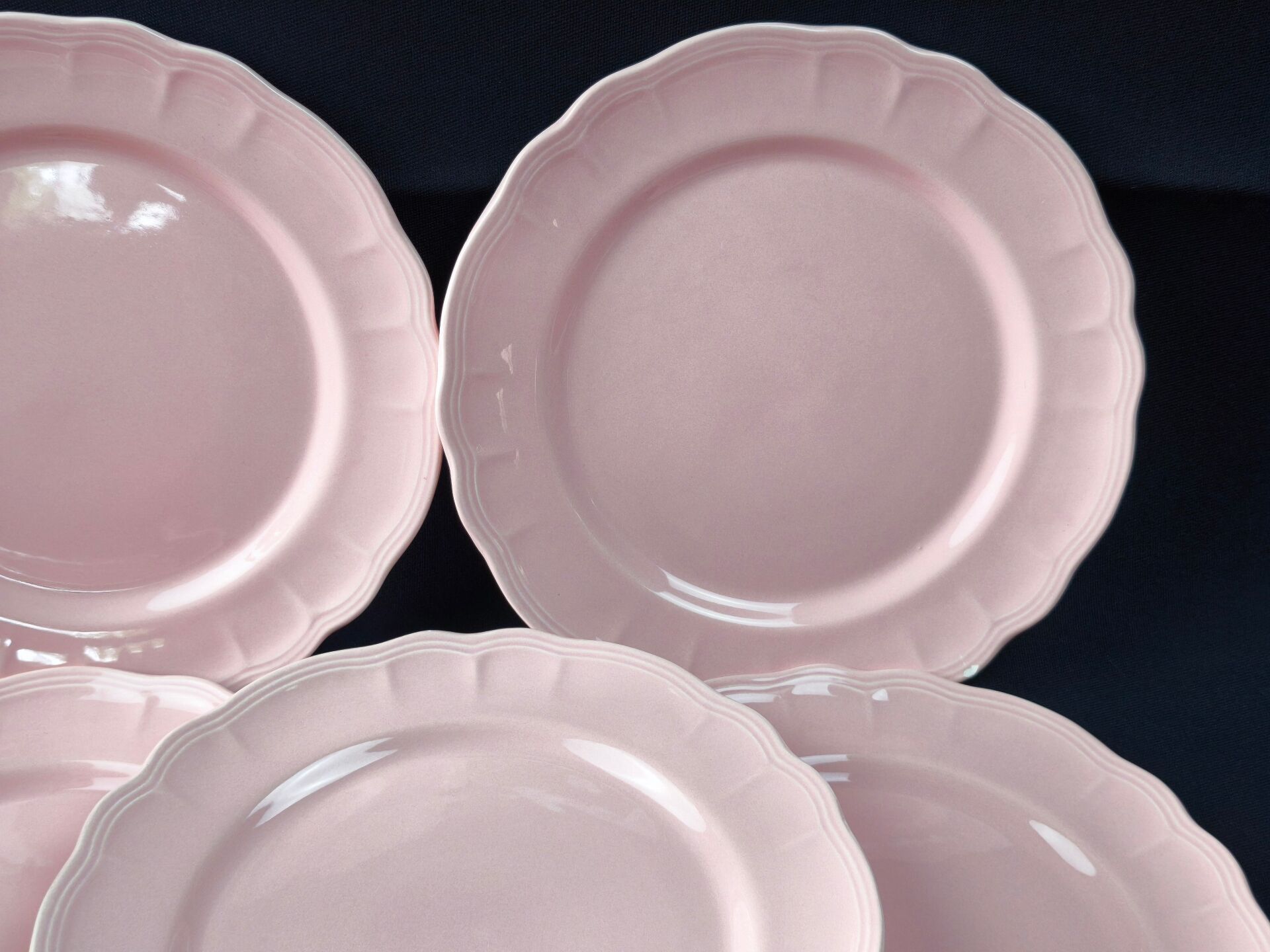 8 vintage dessert plates Salins powder pink – Ø 21.6 cm