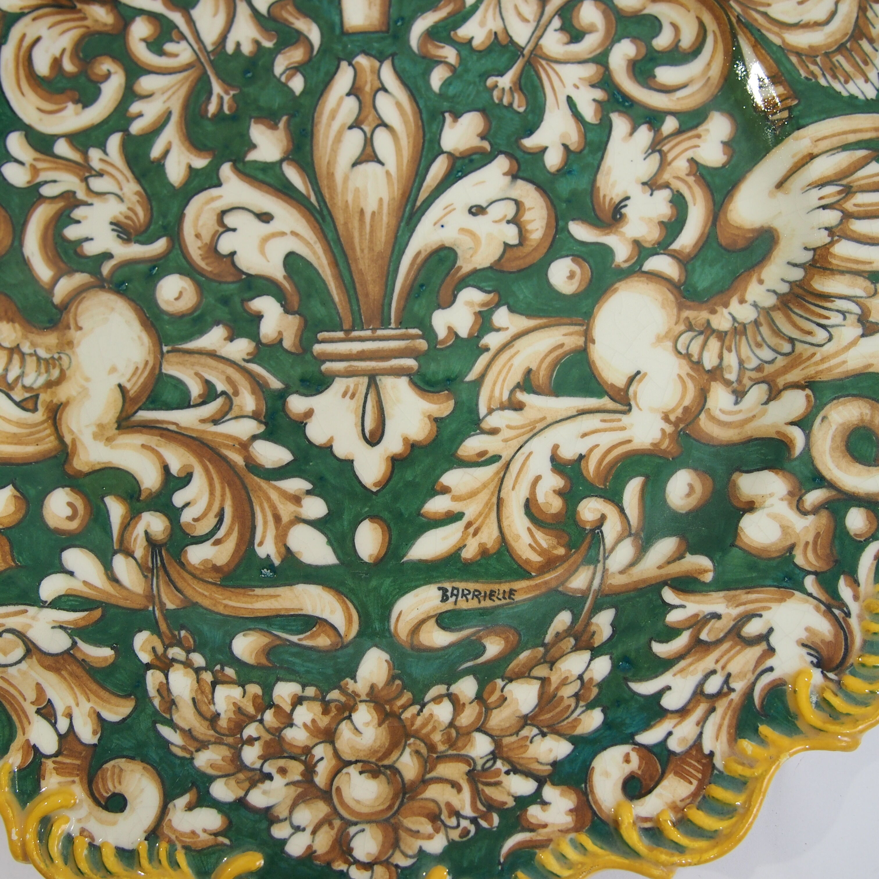 Decorated plate signed Barrielle vintage