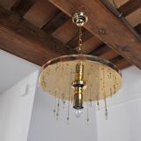 Two-tone chandelier by Zero Quattro, orange and transparent murano glass, Italy, 1970