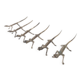 6 vintage knife holders reptile lizard silver metal