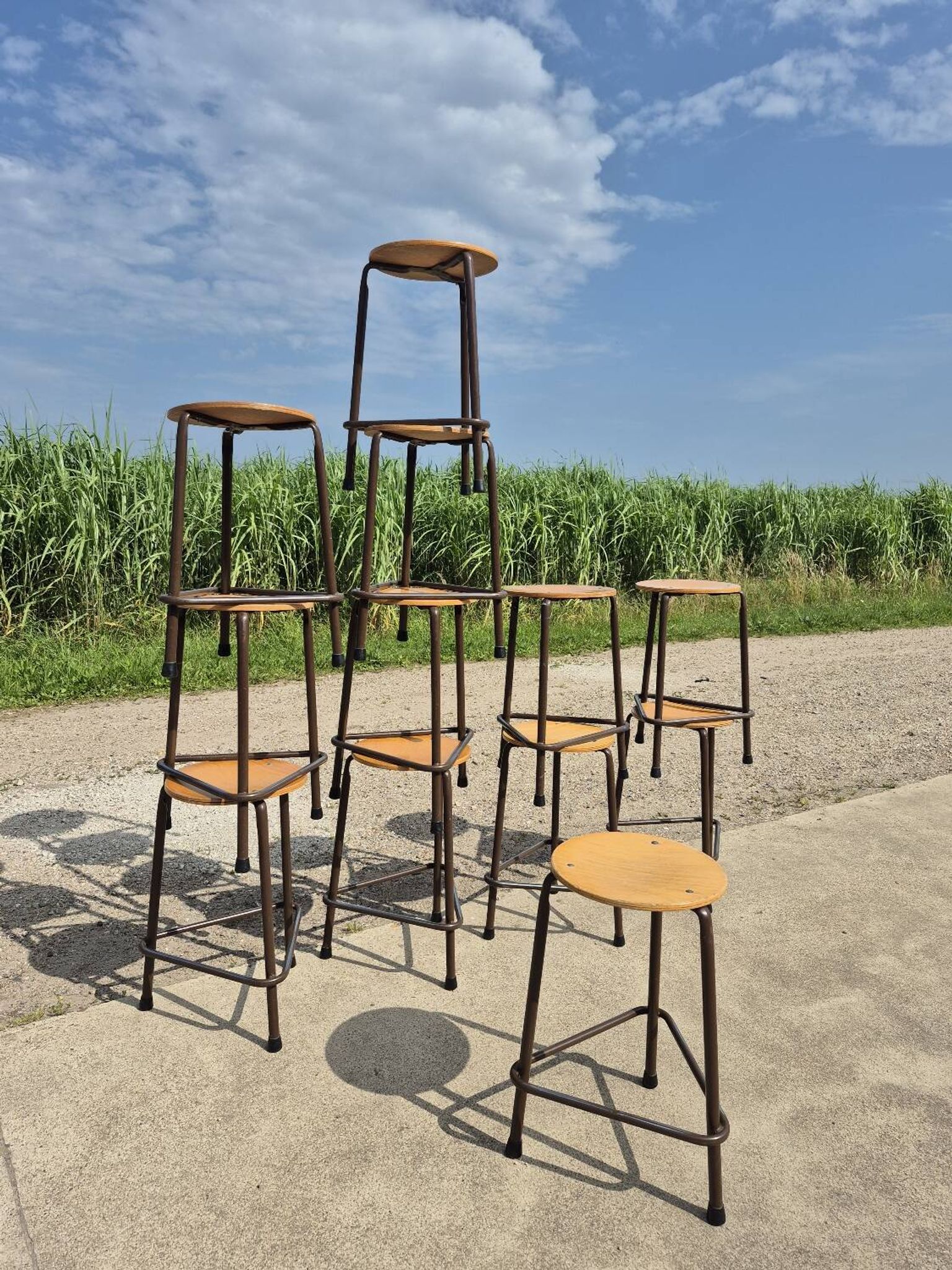 Vintage 56 cm tripod school stool 1970s 1980s (more on stock)
