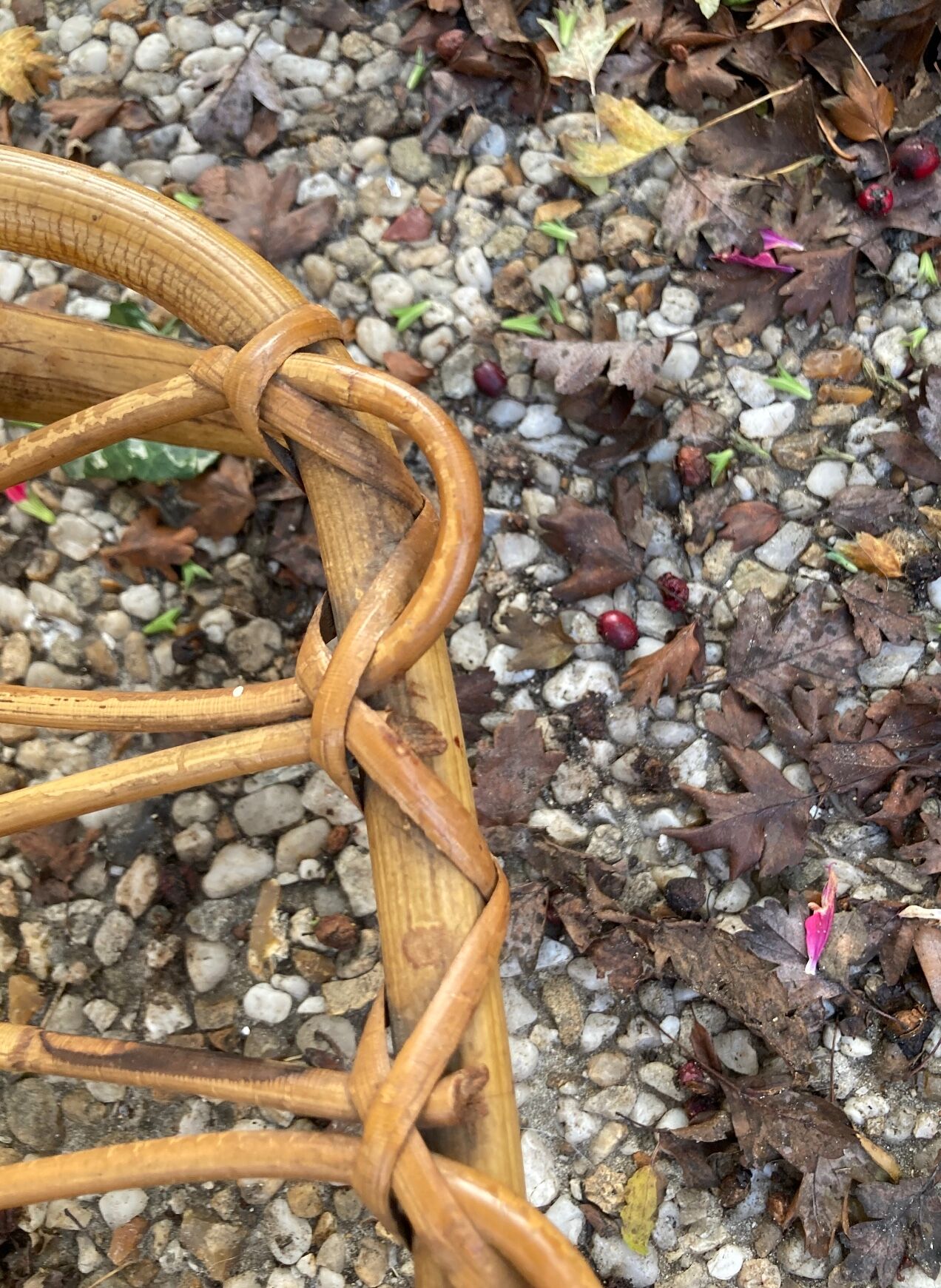 Vintage rattan magazine rack table