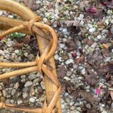 Vintage rattan magazine rack table