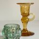Bougeoirs vintage en verre teinté