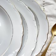 7 French Winterling BAVARIA white and gold porcelain soup plates