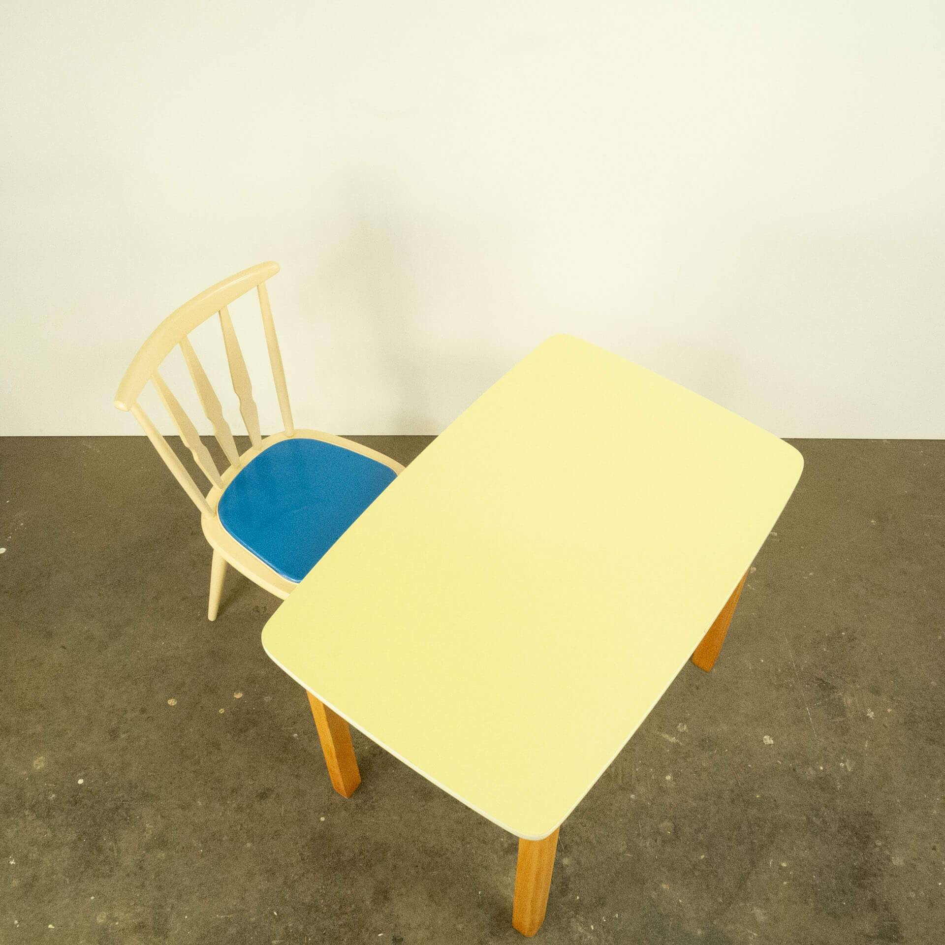 Children's vintage desk with chair, beech and formica, 60s