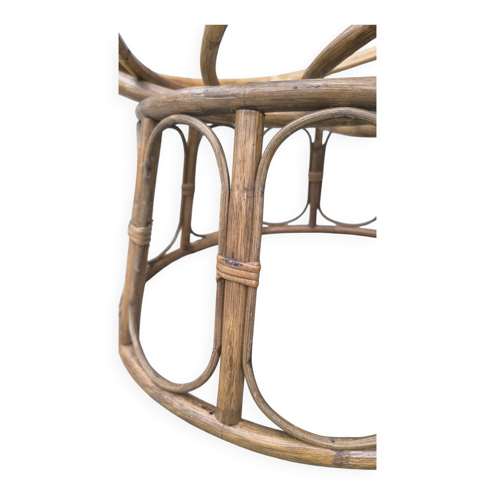 Papasan loveseat chair in rattan, 1950