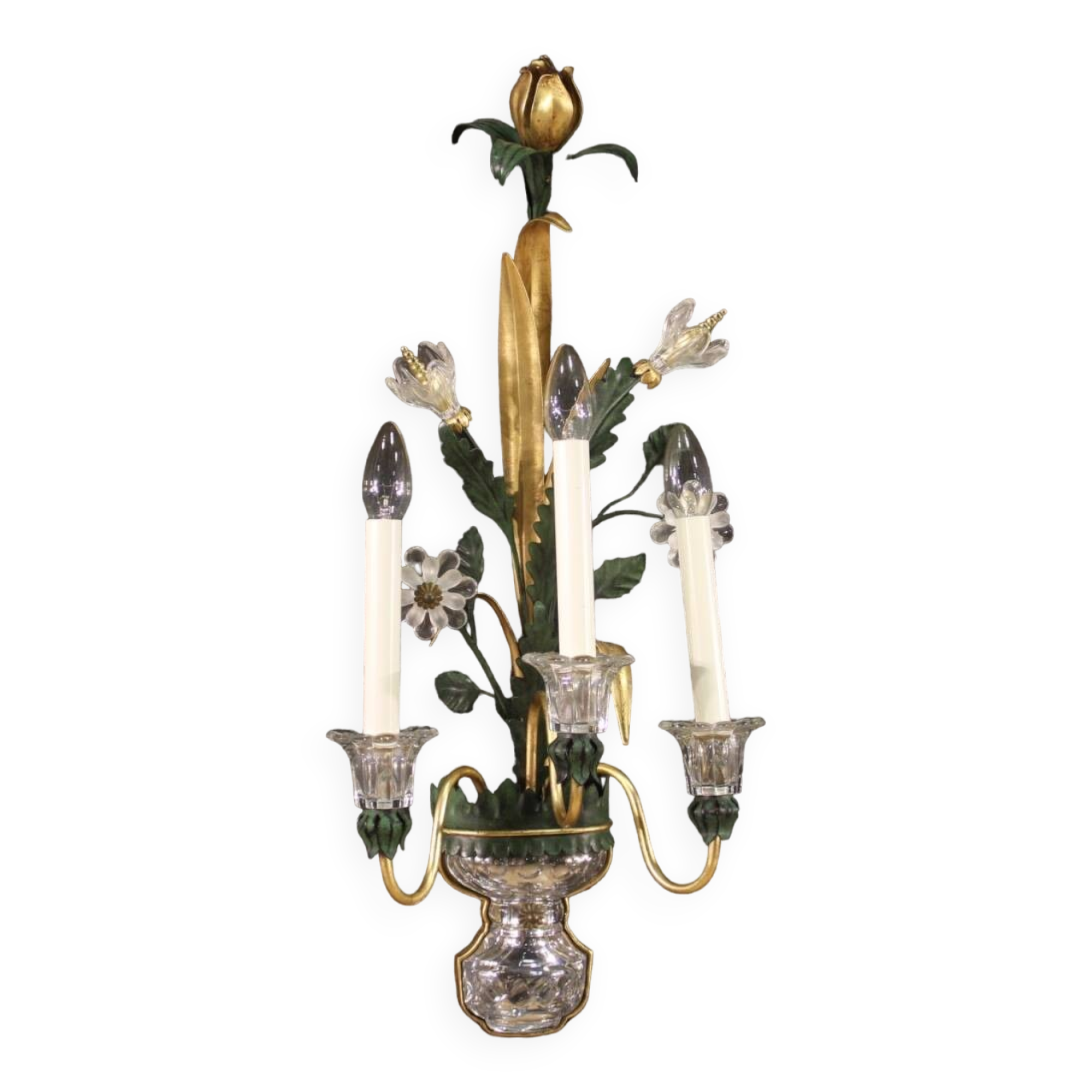 Italian crystal and metal wall lamp from the 70s