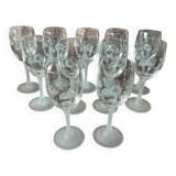 Set of 11 crystal footed digestif glasses