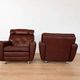 Vintage Danish mid-century lounge chairs by Svend Skipper in burgundy leather
