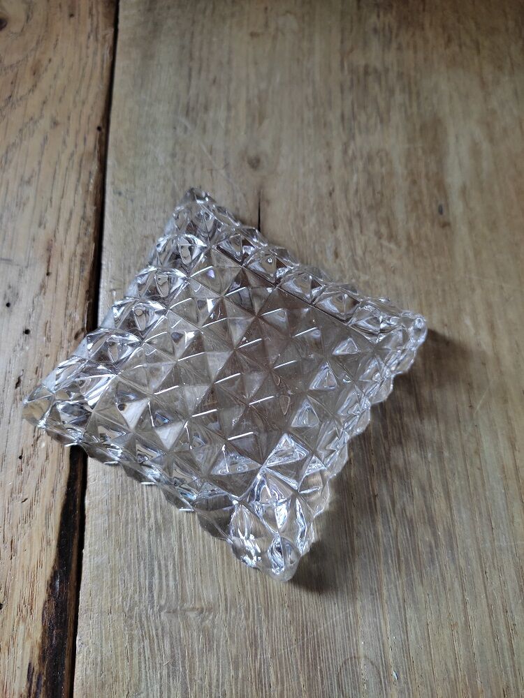 Empty pocket Ashtray Glass Molded tile shape Old Vintage