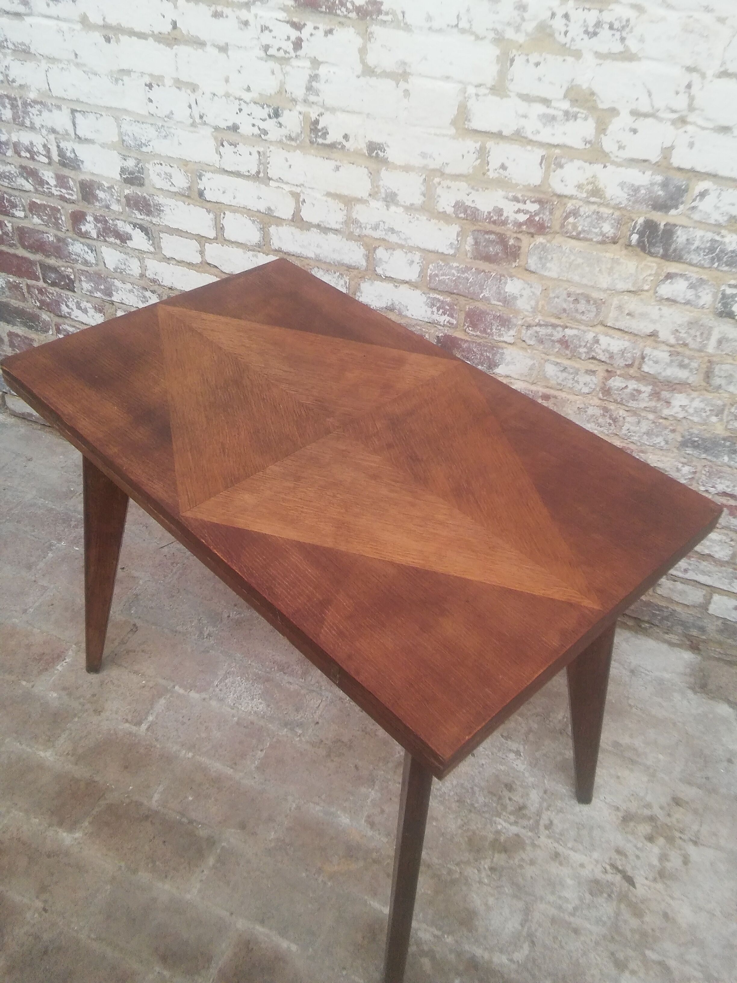 Table pieds compas en chêne années 50