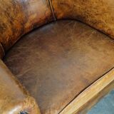 Vintage club armchair in leather color cognac Netherlands