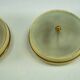 Lumi Milano, pair of wall or ceiling lamps in glass, brass and lacquer, 50s