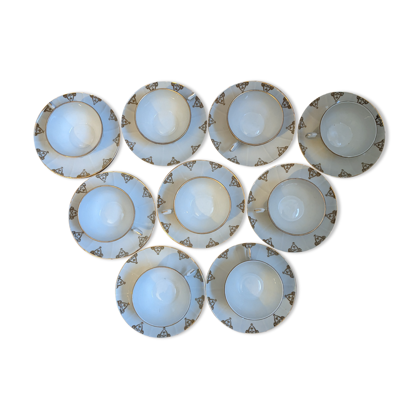 Vintage tea coffee service fine porcelain art deco gilded