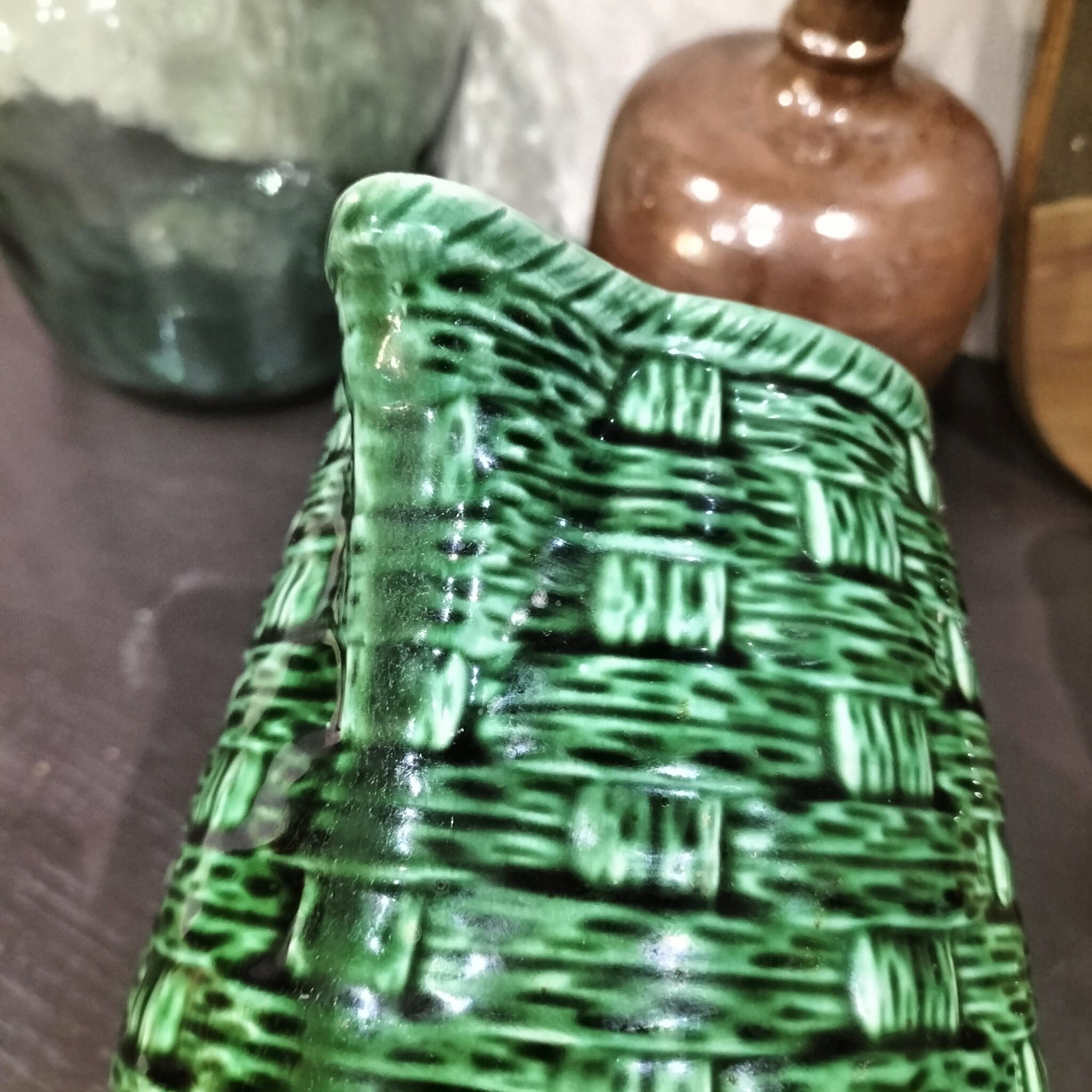 Slurry pitcher digoin sarrreguemines model 7308 green braiding