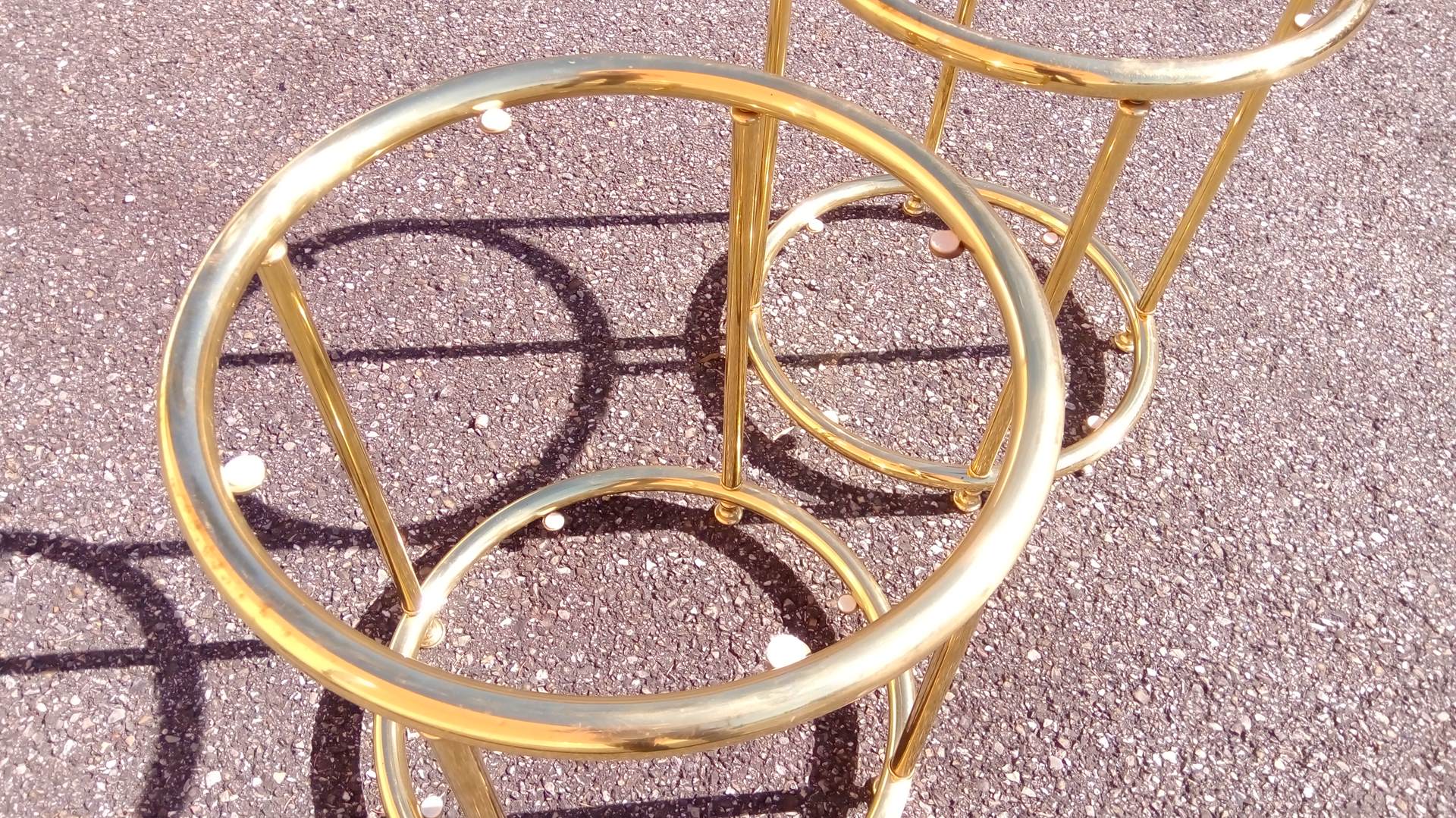 Pair of extra tables pieces of sofa gold metal 70s