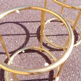 Pair of extra tables pieces of sofa gold metal 70s