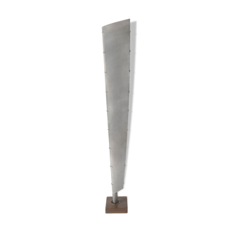 Industrial-style brushed metal lamppost
