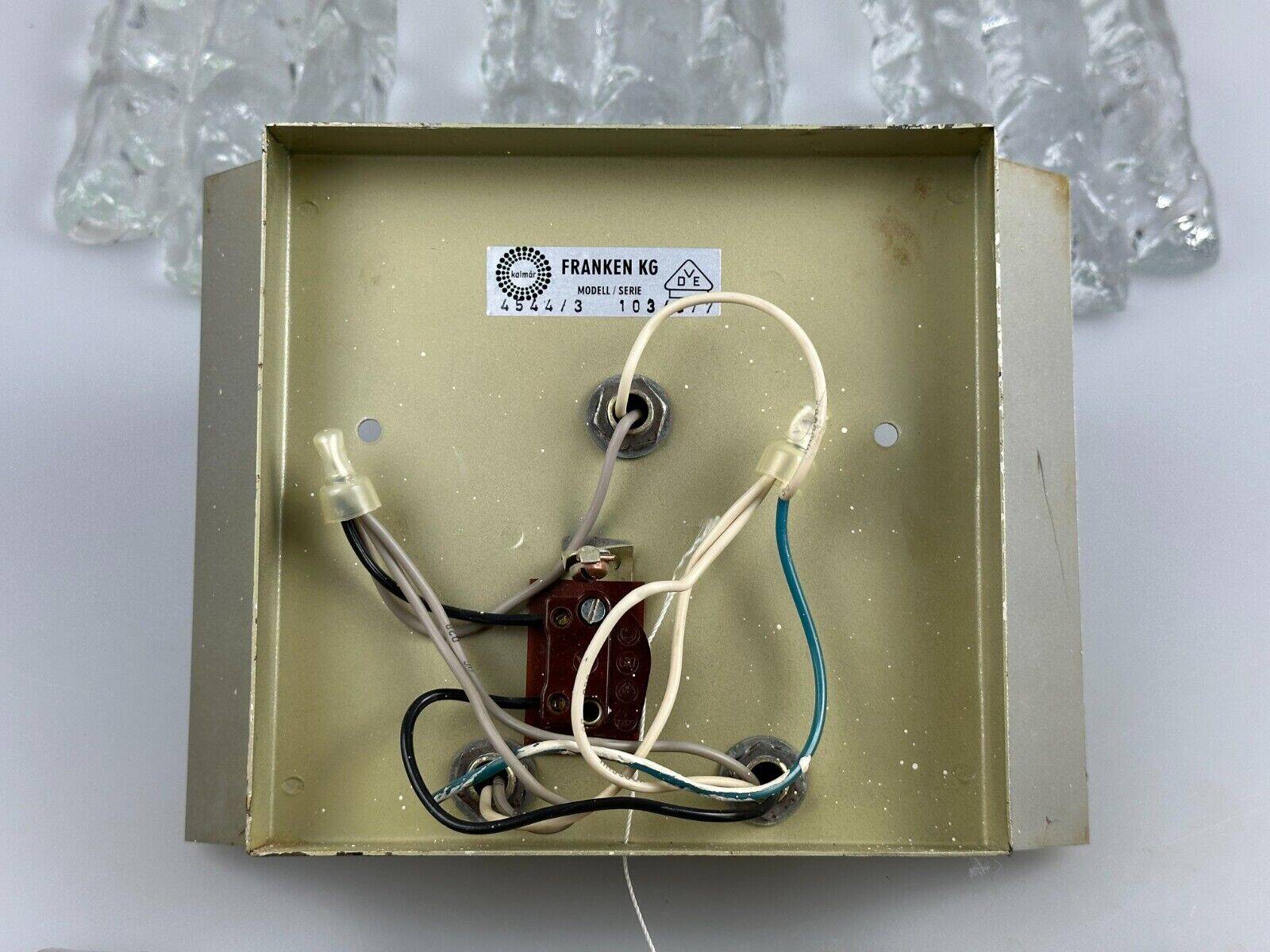 60s 70s wall lamp J.T. Kalmar Austria Ice Glass Wall Sconce Space Age