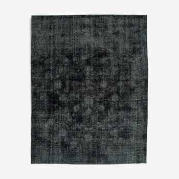 Handwoven Oriental Overdyed 302 cm x 383 cm Black Wool Carpet