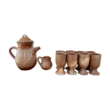 Vintage stoneware 8 mazagrans teapot and milk jug set