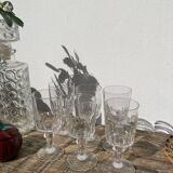 6 antique art deco crystal stemmed glasses - wine or water glasses
