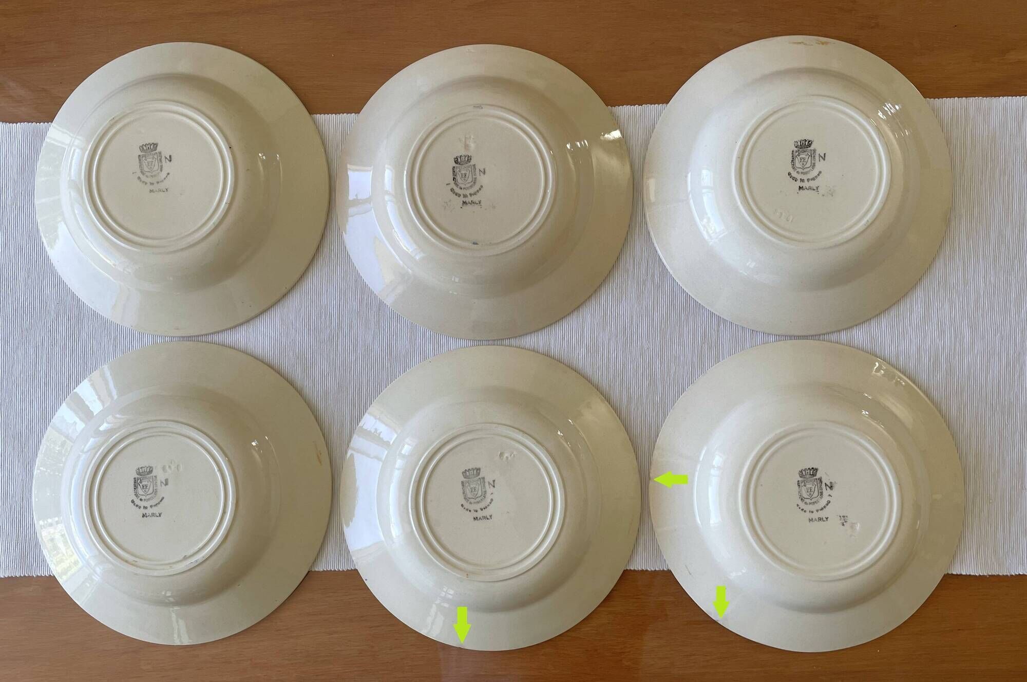 6 antique deep plates in pexonne faience (lorraine)
