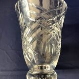 Crystal vase cut daum nancy france flared shape
