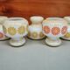 Lot 5 abat-jours en verre vintage 70's orange et jaune