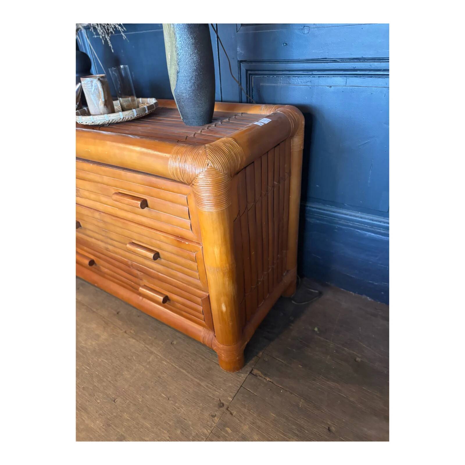 70s/80s bamboo chest of drawers