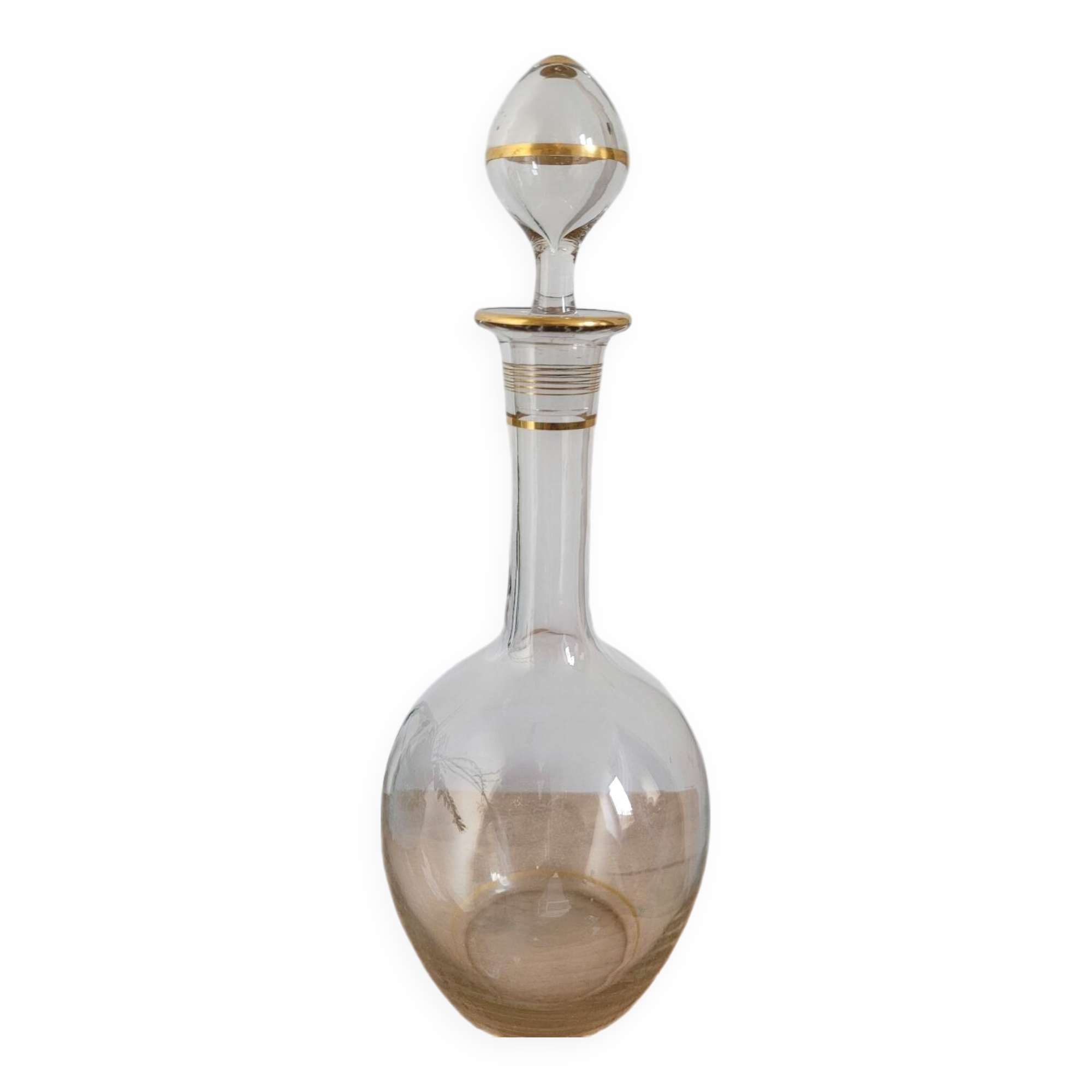 Glass carafe with gold trim