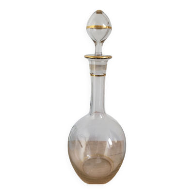 Carafe en verre liserés dorés