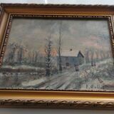 Winter landscape oil on panel signed