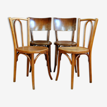 4 chaises bistrot baumann années 30