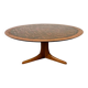 Vintage Wooden Coffee Table with Engraved Brass Top – 1970s