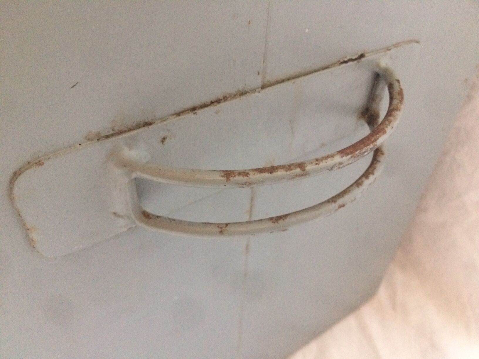 Vintage grey metal case "R"