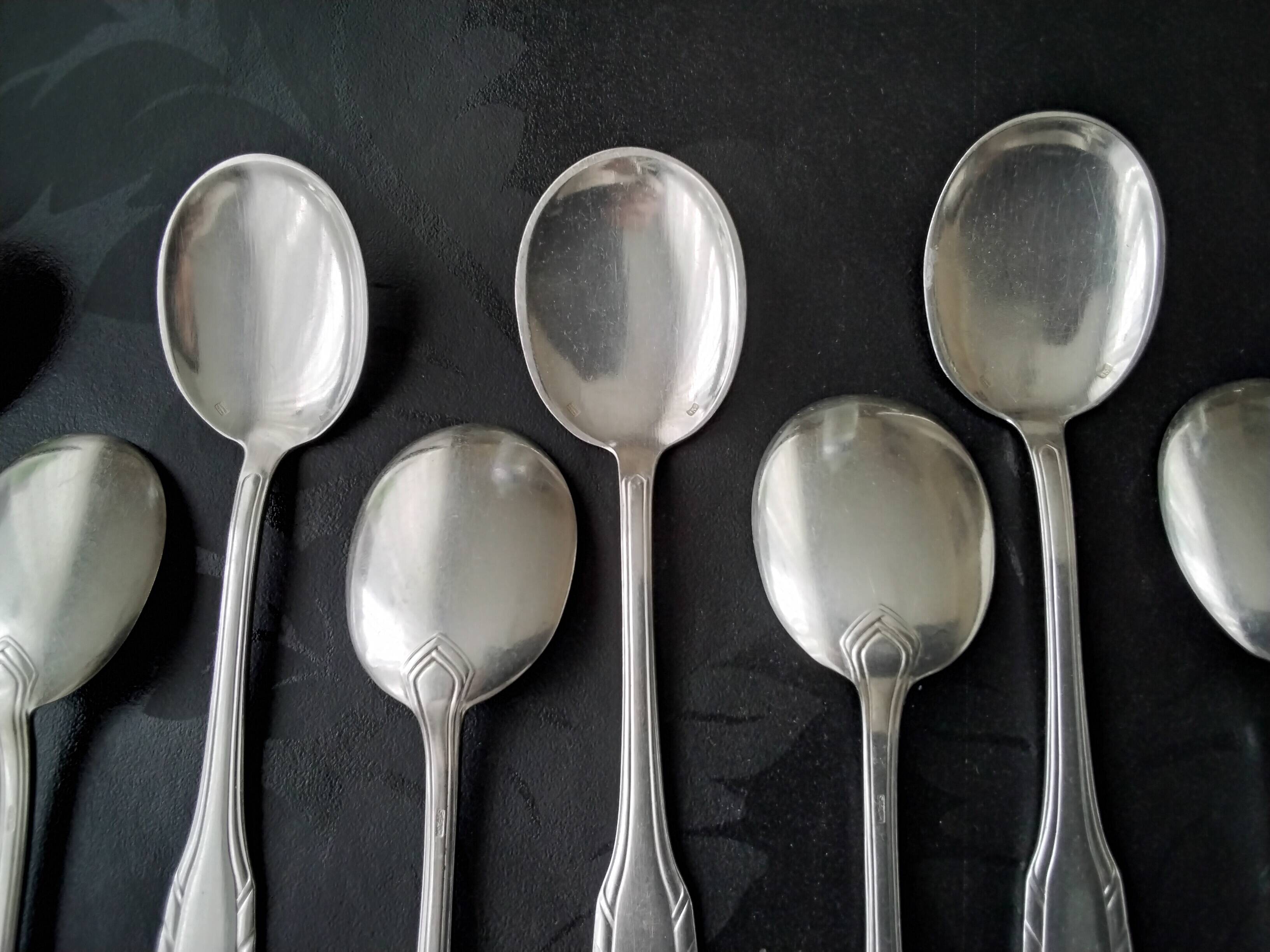 12 sfam silver metal ice cream spoons