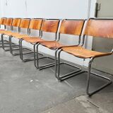 German vintage leather cantilever chairs S33 by Mart Stam for Thonet, set of 8