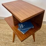 1950s teak tripod bedside table