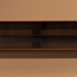 Teak wall cabinet with sliding glass doors