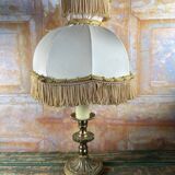 Antique brass lamp – Fringed lampshade
