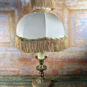 Lampe ancienne en laiton – Abat-jour à franges