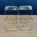 Pair of PLIA chairs by Giancarlo Piretti for Castelli Italy 1970s