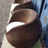 Rattan sofa set and 2 armchairs