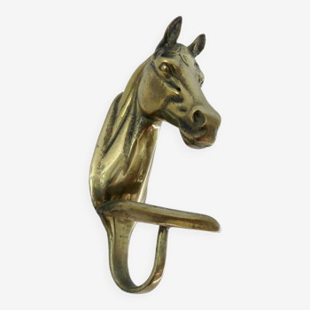 Old horse head wall hook in gilded brass, art deco 40s 50s