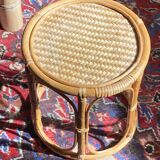 Table tasse d’appoint en rotin chevet guéridon en osier vintage ronde