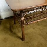 Table de salon rotin avec porte revue des années 70