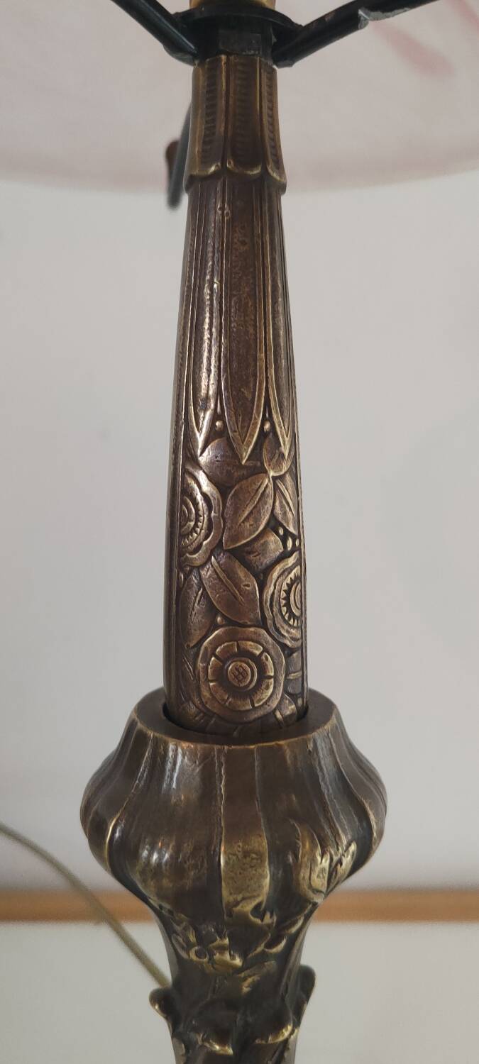 Art nouveau lamp signed Paris Stars 1950 and glass paste