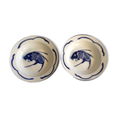 Set of 2 hollow plates enamelled white vintage basins